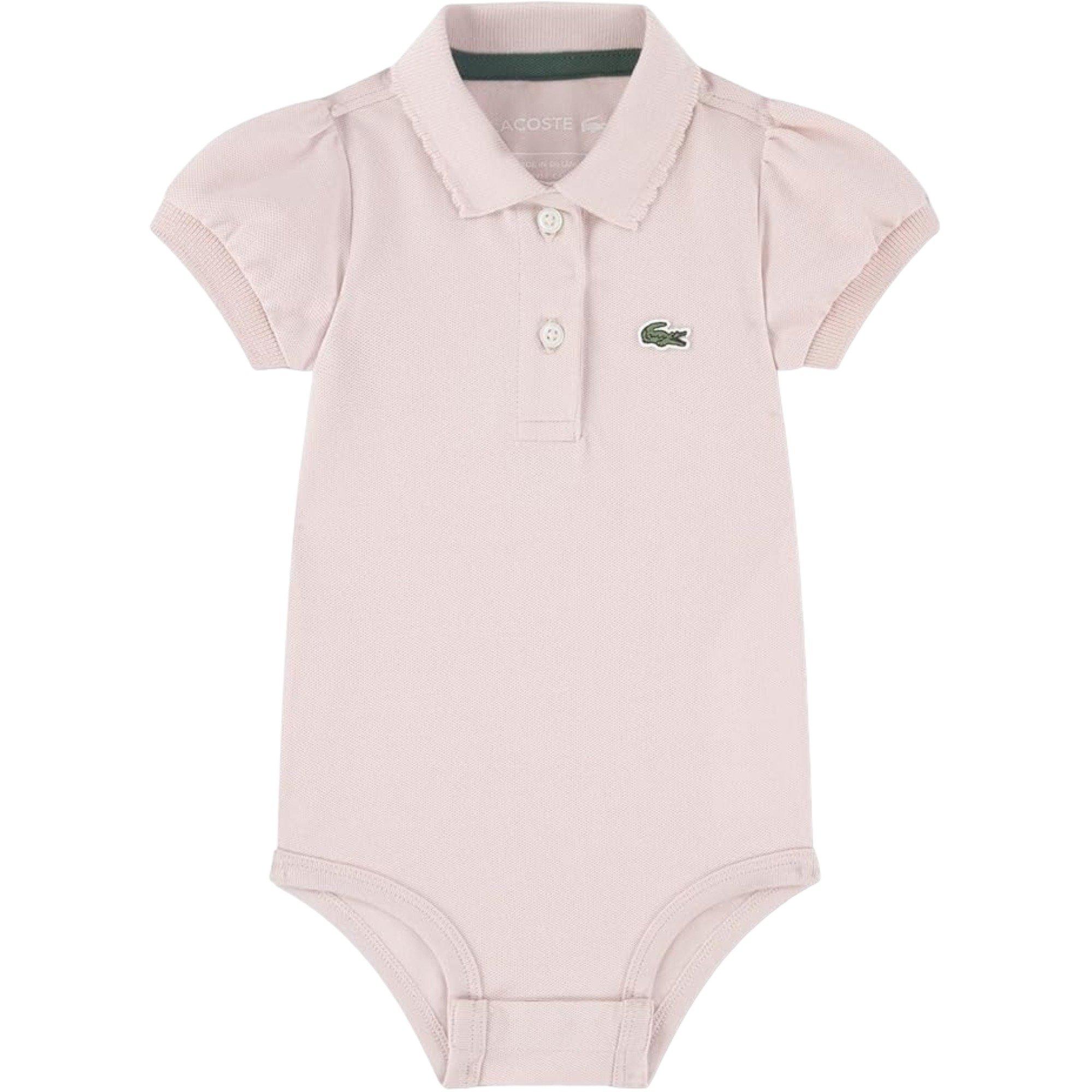 Lacoste Infant Girls' Classic Shirred Sleeve Pique Polo Bodysuit - Lt Pink